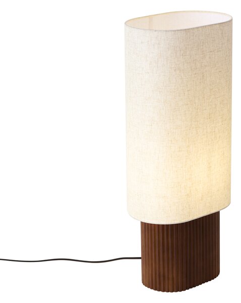 Japandi podna svjetiljka orahovo drvo s platnenim sjenilom 70 cm - Lamel