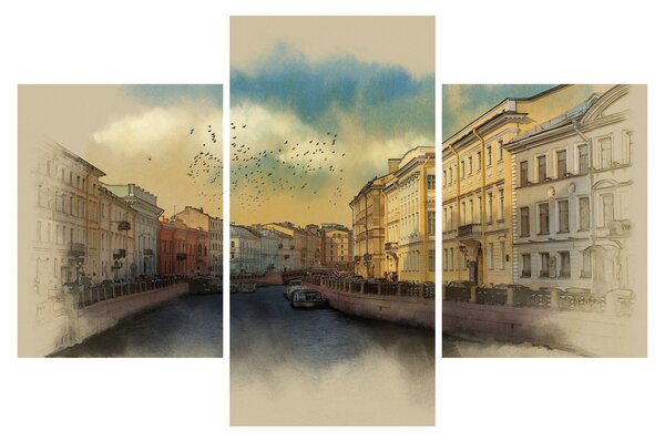 Slika - reka Moyka, Sankt Peterburg, Rusija (90x60 cm)