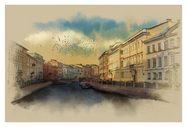 Slika - reka Moyka, Sankt Peterburg, Rusija (90x60 cm)
