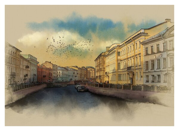 Slika - reka Moyka, Sankt Peterburg, Rusija (70x50 cm)
