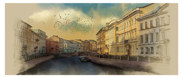 Slika - reka Moyka, Sankt Peterburg, Rusija (120x50 cm)