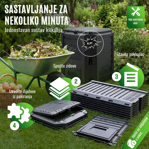 Vrtni komposter COMPOGREEN, 800 l, crna Prosperplast