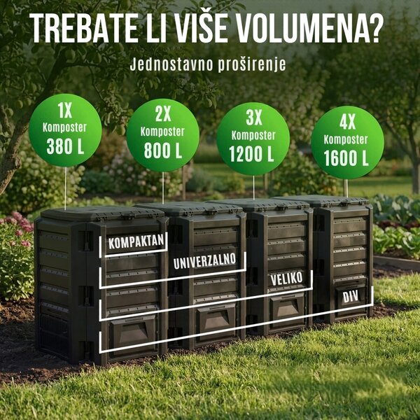 Vrtni komposter COMPOGREEN, 800 l, crna Prosperplast