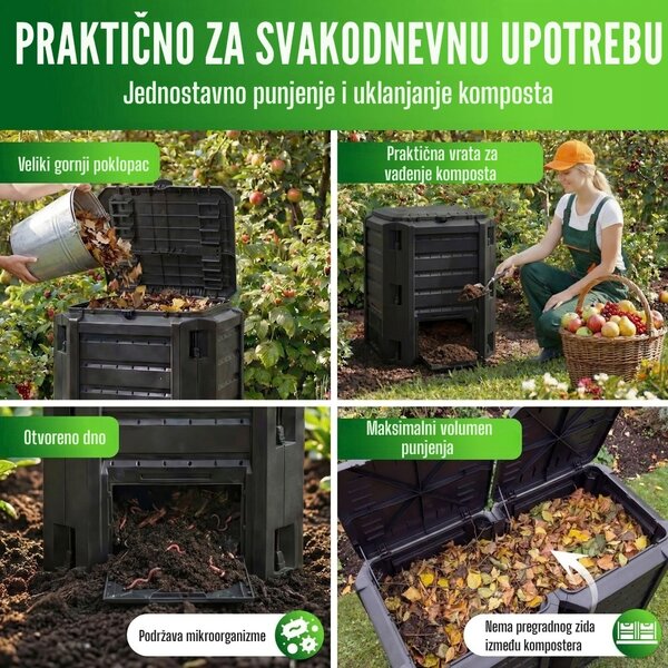 Vrtni komposter COMPOGREEN, 800 l, crna Prosperplast