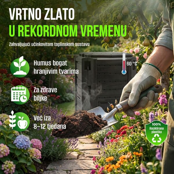 Vrtni komposter COMPOGREEN, 800 l, crna Prosperplast