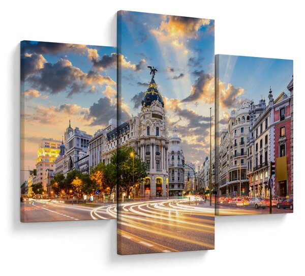 Slika - Calle Gran Vía, Madrid, Španija (90x60 cm)