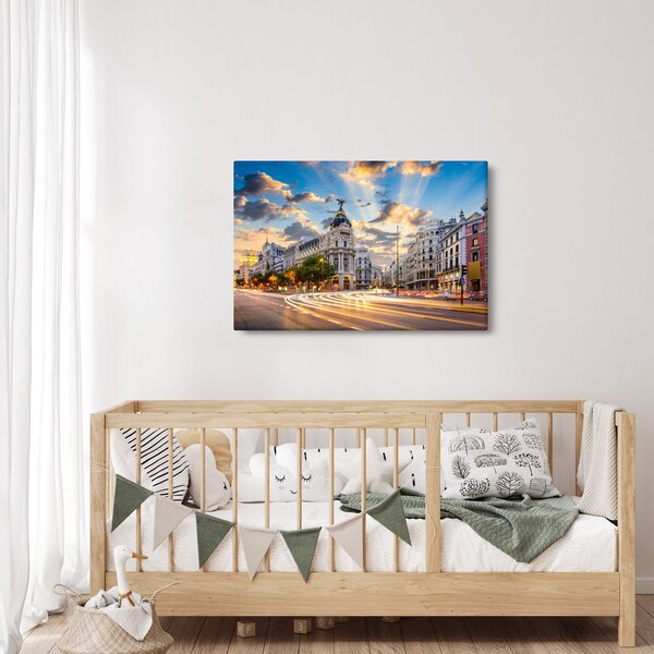 Slika - Calle Gran Vía, Madrid, Španija (90x60 cm)
