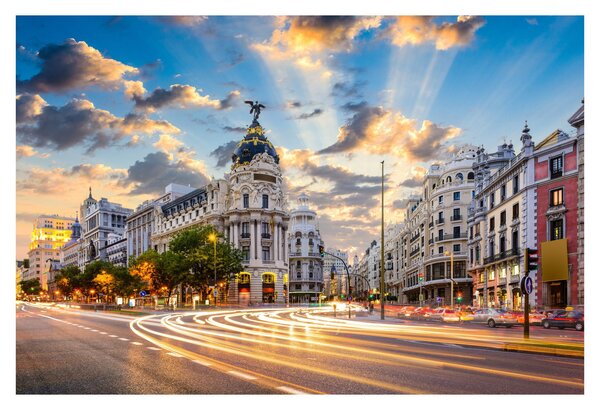 Slika - Calle Gran Vía, Madrid, Španija (90x60 cm)