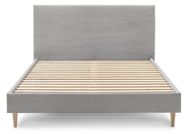 Bračni baršunasti sivi krevet Bobochic Paris Anja Light, 180 x 200 cm