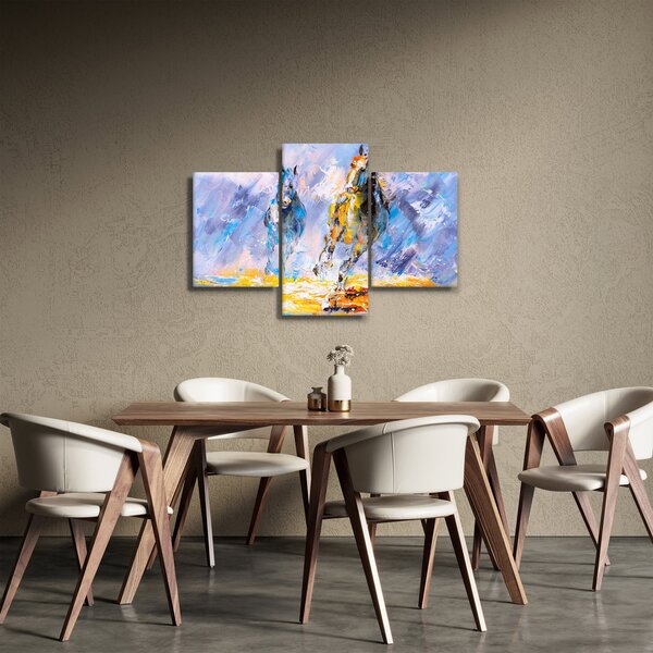 Slika bežečih konjev, oljna slika (90x60 cm)
