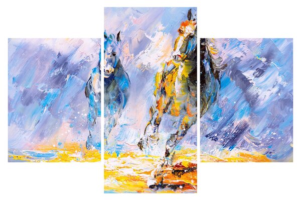 Slika bežečih konjev, oljna slika (90x60 cm)