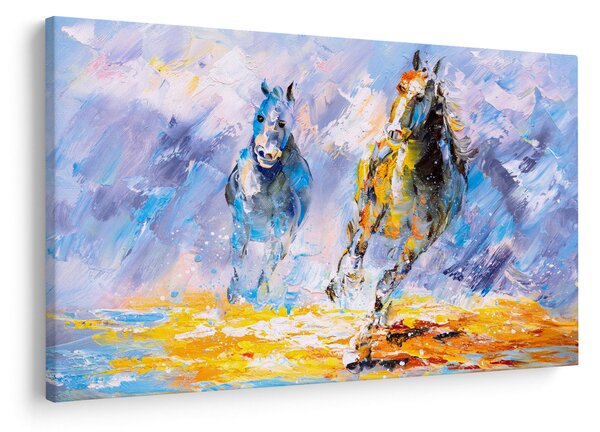 Slika bežečih konjev, oljna slika (90x60 cm)