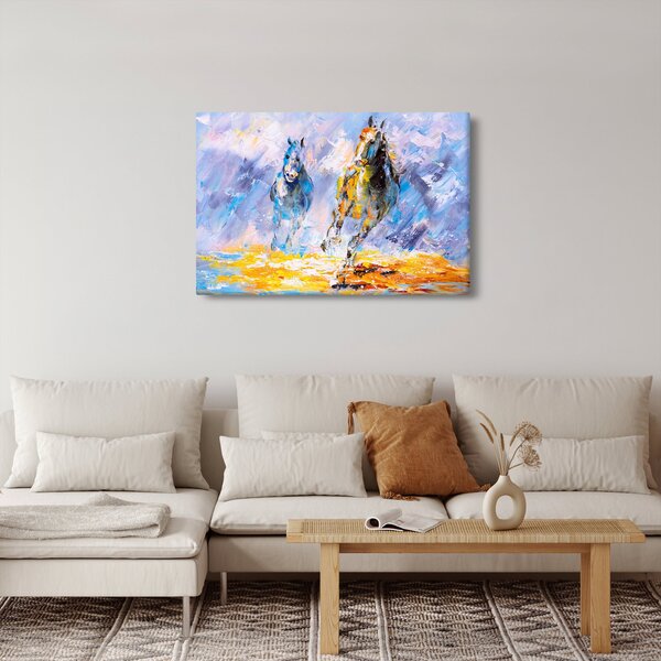 Slika bežečih konjev, oljna slika (90x60 cm)