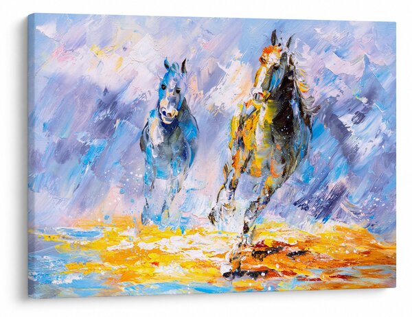Slika bežečih konjev, oljna slika (70x50 cm)