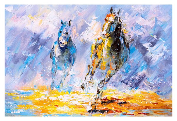 Slika bežečih konjev, oljna slika (90x60 cm)