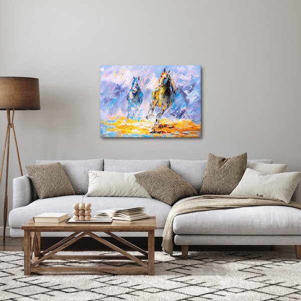 Slika bežečih konjev, oljna slika (70x50 cm)