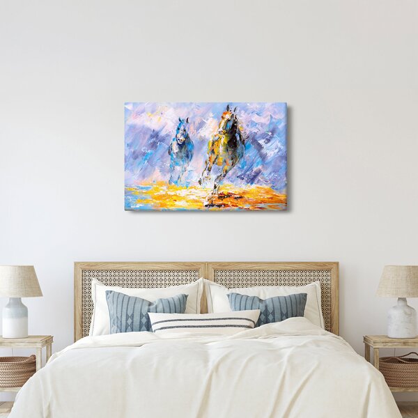 Slika bežečih konjev, oljna slika (90x60 cm)