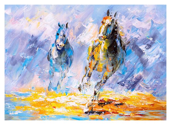 Slika bežečih konjev, oljna slika (70x50 cm)