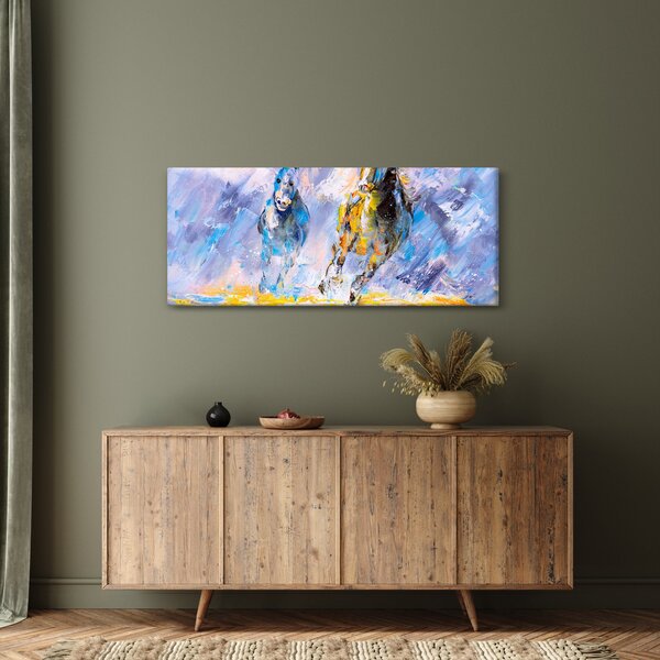 Slika bežečih konjev, oljna slika (120x50 cm)