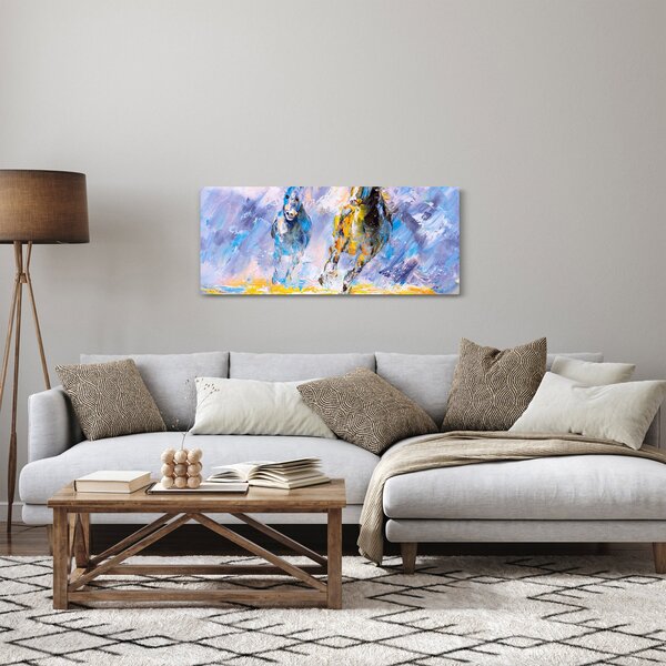Slika bežečih konjev, oljna slika (120x50 cm)