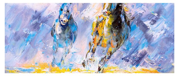 Slika bežečih konjev, oljna slika (120x50 cm)