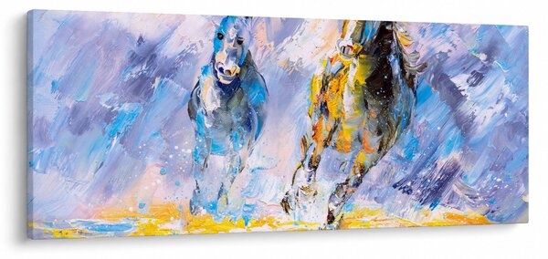 Slika bežečih konjev, oljna slika (120x50 cm)