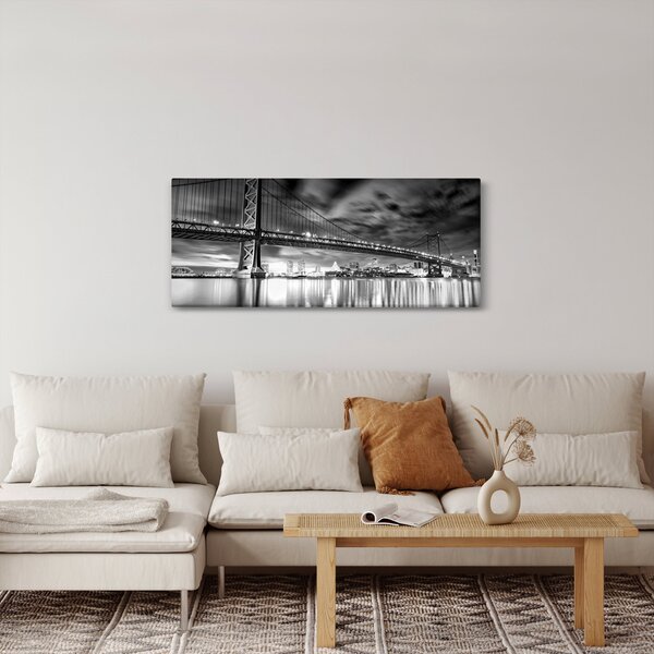 Slika - Most Benjamina Franklina, Philadelphia, črno-bela (120x50 cm)