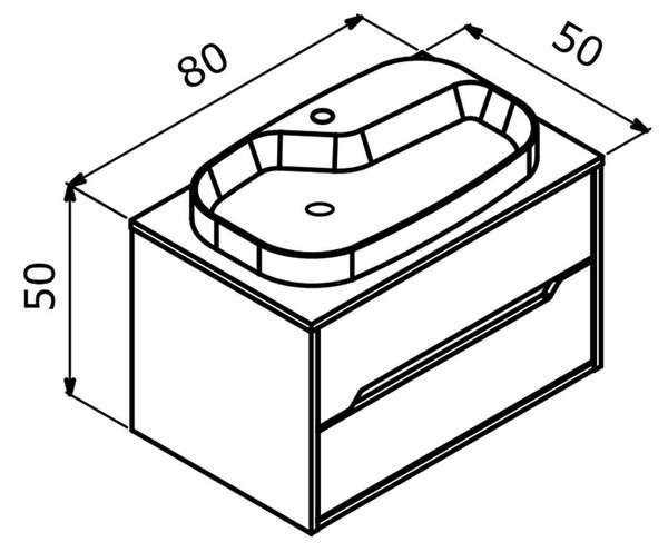 Kupaonski ormarić (sa umivaonikom) Galma 80 2 (hrast)