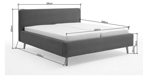 Bež tapecirani bračni krevet s prostorom za odlaganje s podnicom 140x200 cm Mattis – Meise Möbel