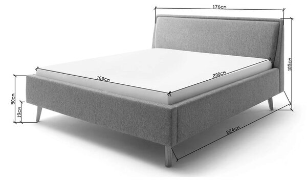 Plavi/sivi tapecirani bračni krevet s prostorom za odlaganje s podnicom 160x200 cm Frieda – Meise Möbel