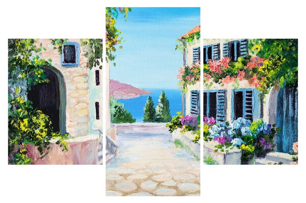 Slika - Grška uličica, oljna slika (90x60 cm)