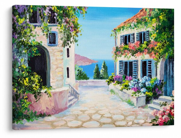 Slika - Grška uličica, oljna slika (70x50 cm)