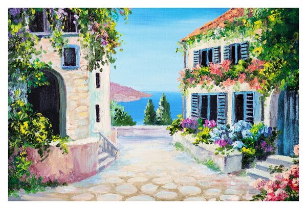 Slika - Grška uličica, oljna slika (90x60 cm)