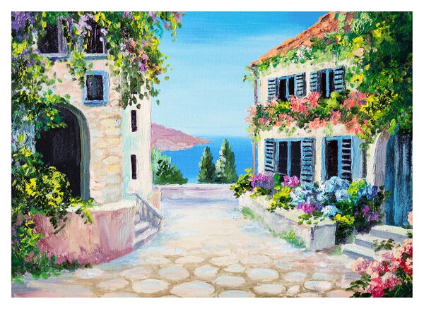 Slika - Grška uličica, oljna slika (70x50 cm)