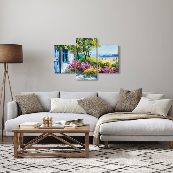 Slika vrta pred hišo, oljna slika (90x60 cm)