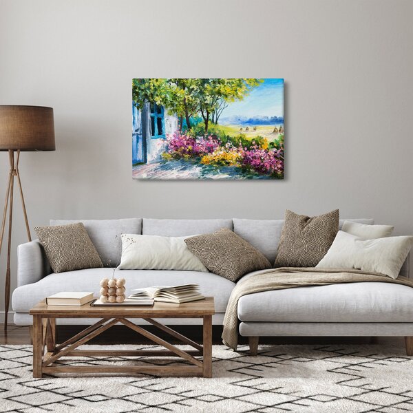 Slika vrta pred hišo, oljna slika (90x60 cm)