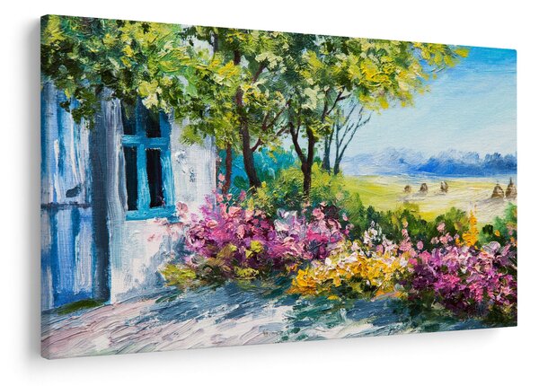 Slika vrta pred hišo, oljna slika (90x60 cm)