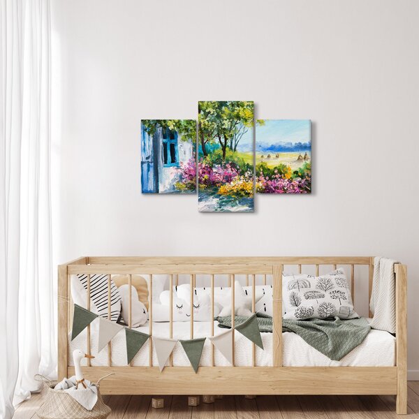Slika vrta pred hišo, oljna slika (90x60 cm)