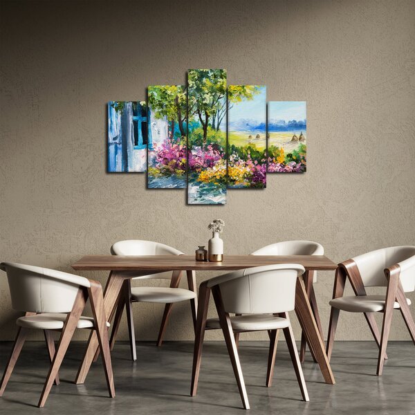Slika vrta pred hišo, oljna slika (150x105 cm)