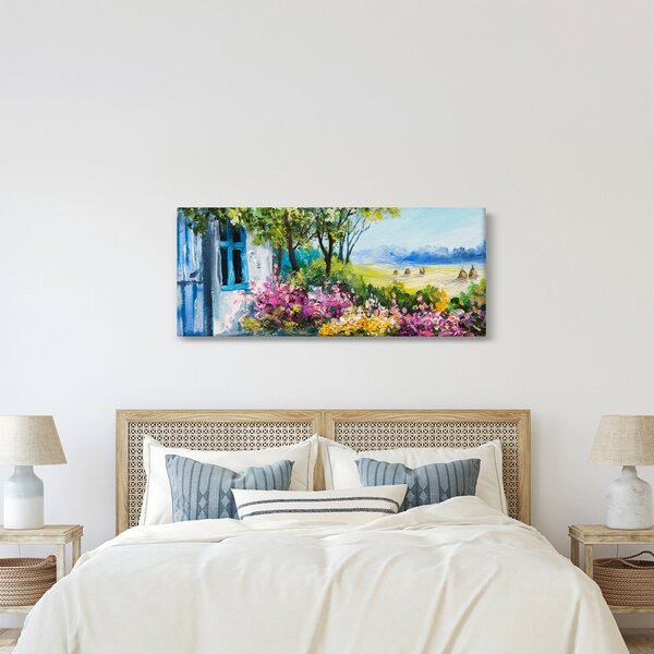 Slika vrta pred hišo, oljna slika (120x50 cm)