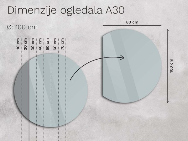 Netipično ogledalo s LED osvjetljenjem A30