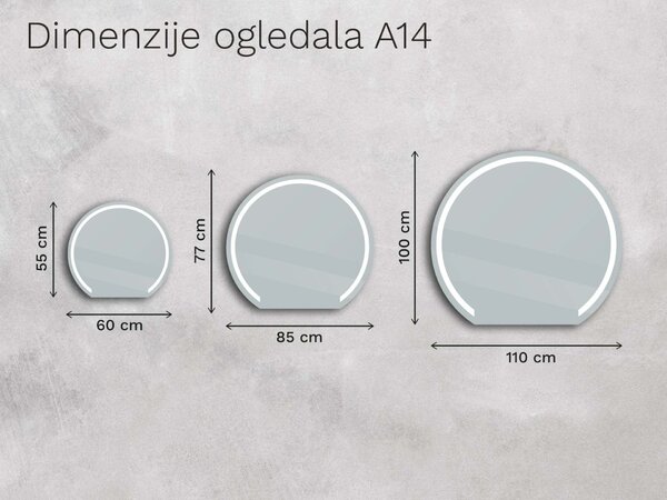 Netipično ogledalo s LED osvjetljenjem A14 60x55