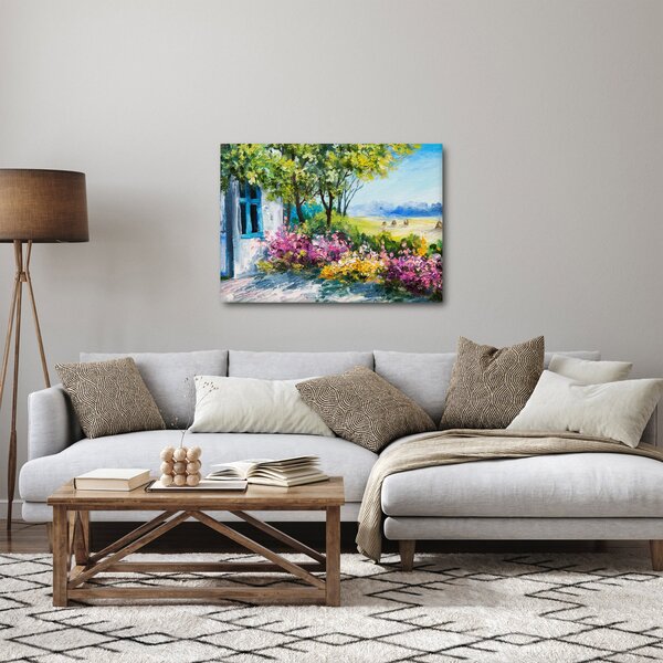 Slika vrta pred hišo, oljna slika (70x50 cm)