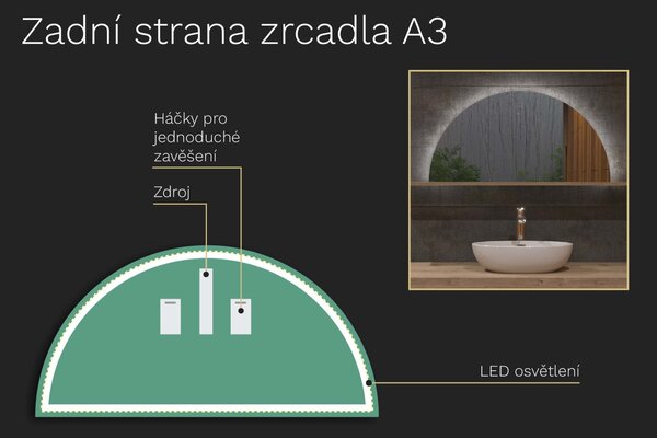 Netipično ogledalo s LED osvjetljenjem A3