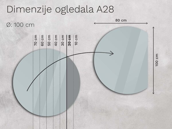 Netipično ogledalo s LED osvjetljenjem A28