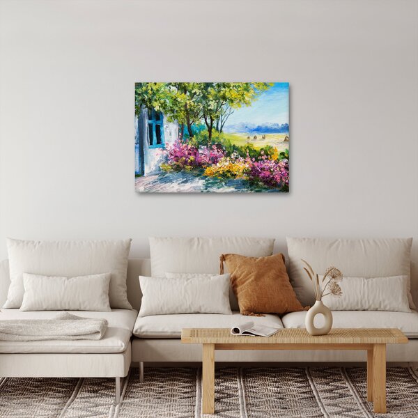 Slika vrta pred hišo, oljna slika (70x50 cm)