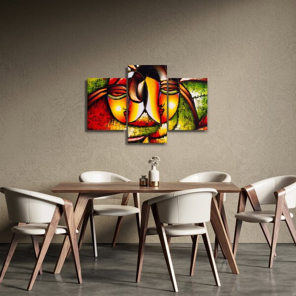 Slika - Oljna slika, abstraktni obrazi (90x60 cm)