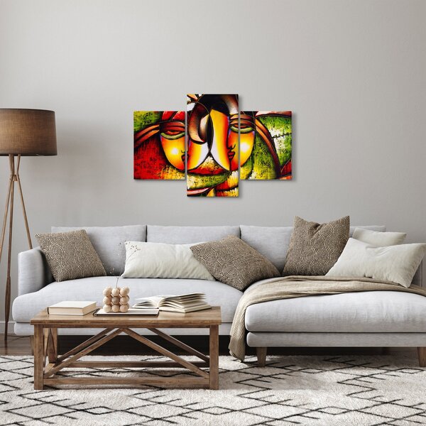 Slika - Oljna slika, abstraktni obrazi (90x60 cm)