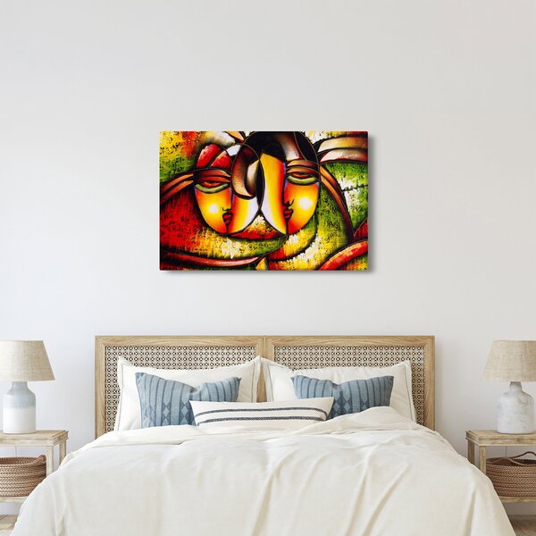 Slika - Oljna slika, abstraktni obrazi (90x60 cm)