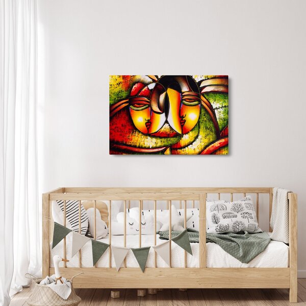 Slika - Oljna slika, abstraktni obrazi (90x60 cm)